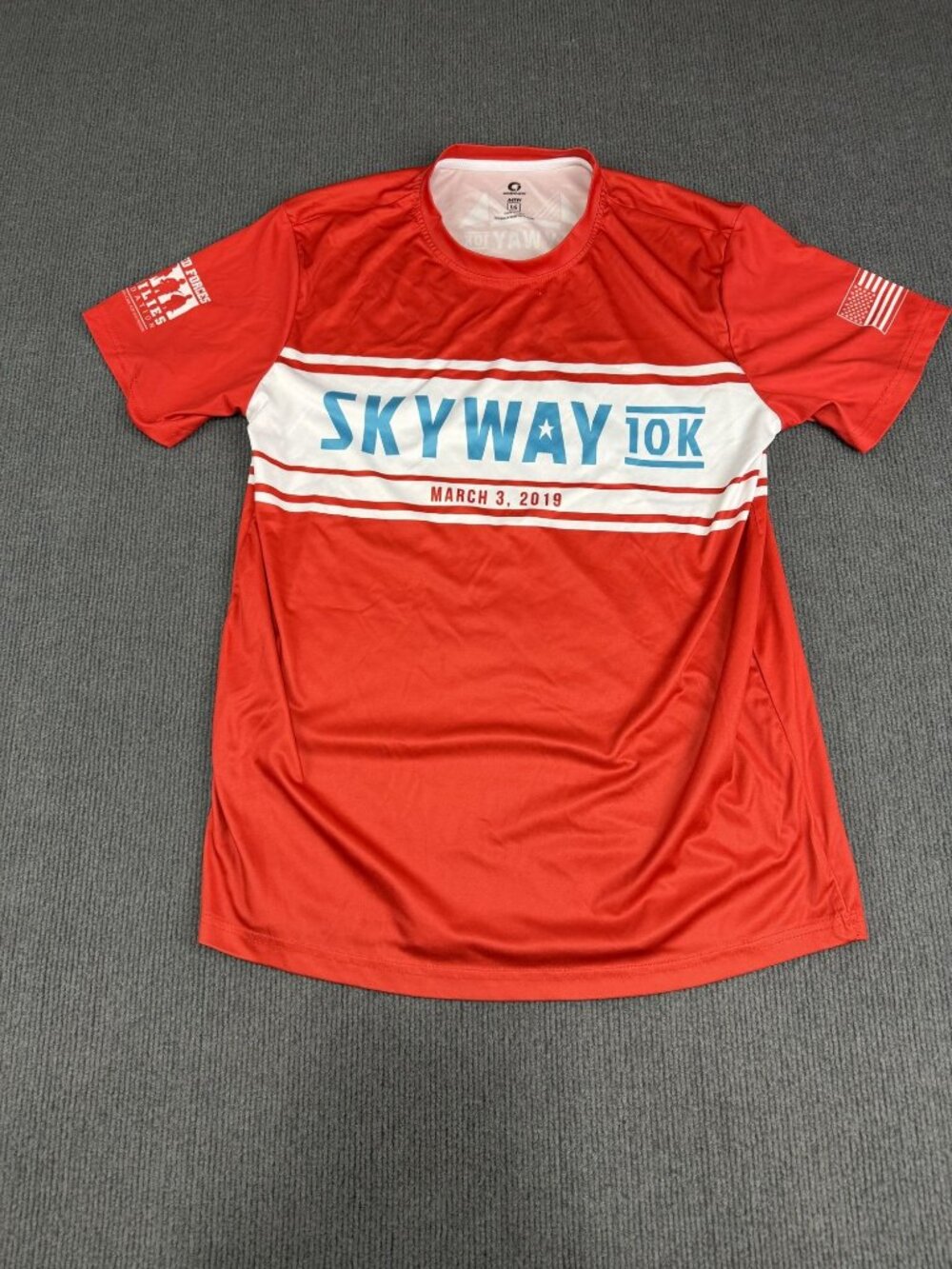 Greenlayer Mens Red Skyway 10K Short Sleeve Athletic Shirt Size L